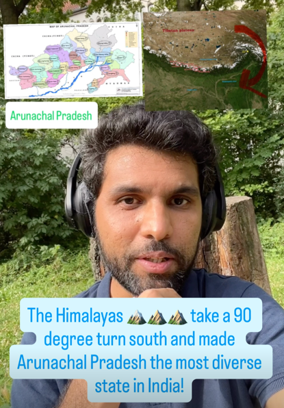 The Himalayas 🏔🏔🏔 take a 90 degree turn south and made Arunachal Pradesh the most diverse state in India!